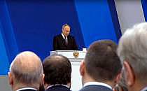 TV-Übertragung von Putins Rede im russischen Fernsehen (Archiv), Russisches Fernsehen, über dts Nachrichtenagentur