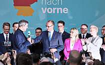 Friedrich Merz mit Unions-Spitzenpolitikern am 23.02.2025, &uuml;ber dts Nachrichtenagentur