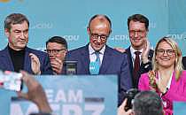 Friedrich Merz mit Unions-Spitzenpolitikern am 23.02.2025, &uuml;ber dts Nachrichtenagentur