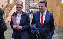 Manuela Schwesig und Hubertus Heil nach Ende der ersten Sondierungsrunde am 28.02.2025, &uuml;ber dts Nachrichtenagentur