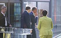 Markus S&ouml;der, Lars Klingbeil, Friedrich Merz, Saskia Esken am 08.03.2025, &uuml;ber dts Nachrichtenagentur