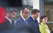 Markus S&ouml;der, Friedrich Merz, Lars Klingbeil, Saskia Esken am 08.03.2025, &uuml;ber dts Nachrichtenagentur