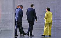 Markus S&ouml;der, Friedrich Merz, Lars Klingbeil, Saskia Esken am 08.03.2025, &uuml;ber dts Nachrichtenagentur