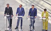 Markus S&ouml;der, Friedrich Merz, Lars Klingbeil, Saskia Esken am 08.03.2025, &uuml;ber dts Nachrichtenagentur