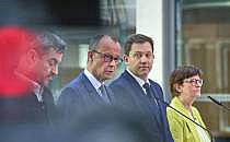 Markus S&ouml;der, Friedrich Merz, Lars Klingbeil, Saskia Esken am 08.03.2025, &uuml;ber dts Nachrichtenagentur