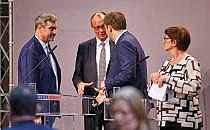 Söder, Merz, Klingbeil, Esken am 09.04.2025, über dts Nachrichtenagentur