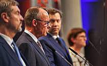 Söder, Merz, Klingbeil, Esken am 09.04.2025, über dts Nachrichtenagentur