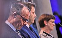 Merz, Klingbeil, Esken am 09.04.2025, über dts Nachrichtenagentur