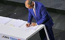 Friedrich Merz bei Unterzeichnung des Koalitionsvertrag am 05.05.2025, &uuml;ber dts Nachrichtenagentur