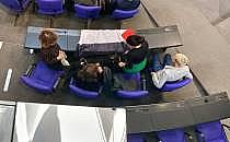 Linken-Aktion mit Pal&auml;stinenser-Fahne im Bundestag am 24.09.2025, &uuml;ber dts Nachrichtenagentur